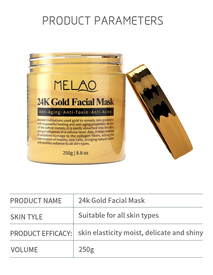 Tiroir AO-Masque facial doré 24K, masque de beauté, élimine tous impurte et répare la peau