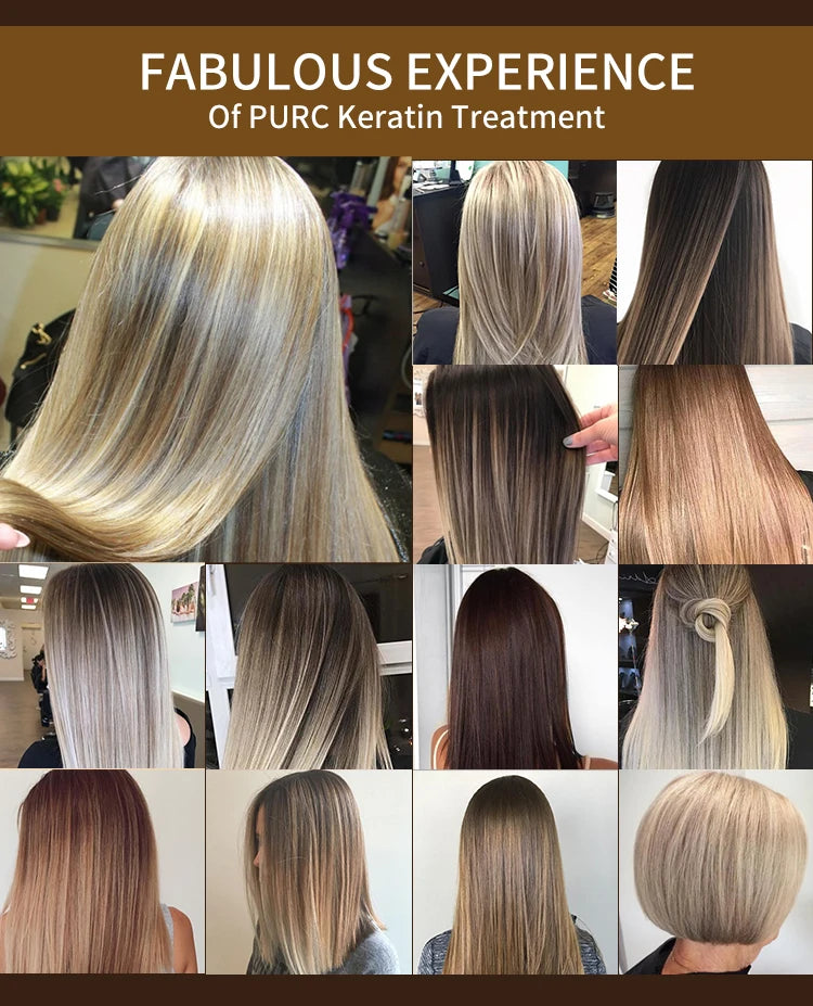 Shampoing PURC professionne kératine traitement des cheveux crème lissage cuir chevelu traitement