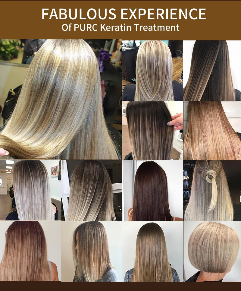 Shampoing PURC professionne kératine traitement des cheveux crème lissage cuir chevelu traitement