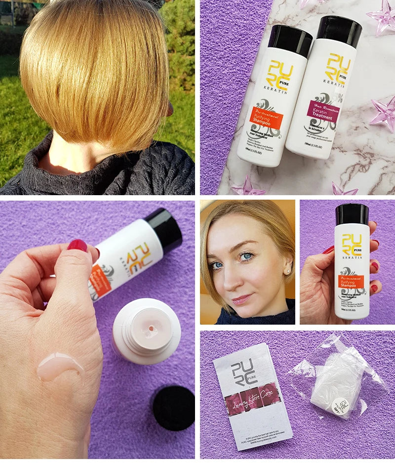 Shampoing PURC professionne kératine traitement des cheveux crème lissage cuir chevelu traitement