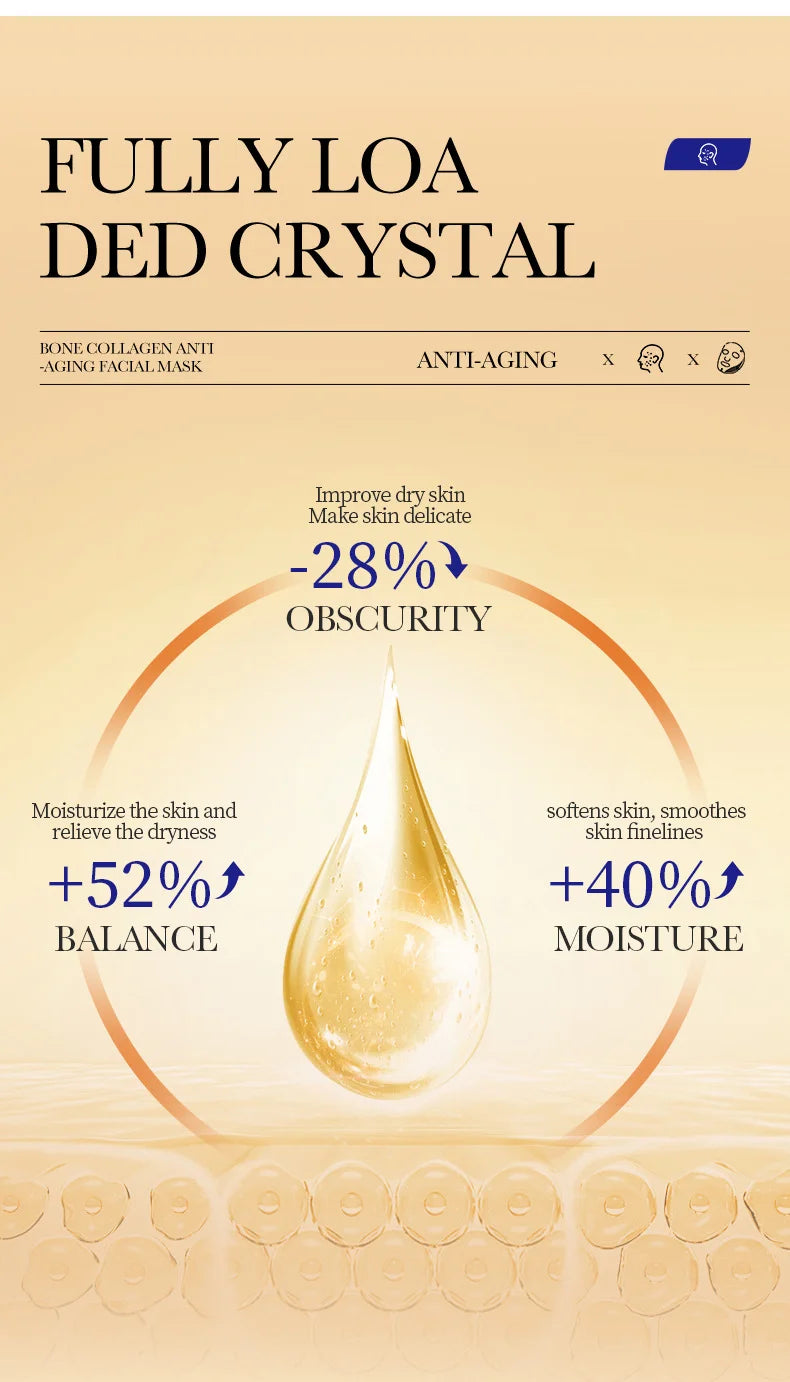 Masque Facial Anti-rides au collagène, 10 pièces, Anti-vieillissement