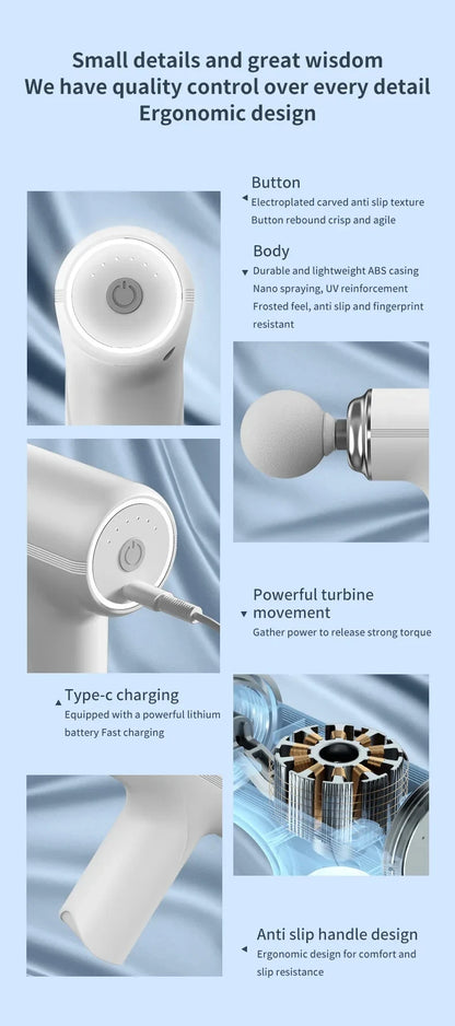 HOMEFISH Pistolet de massage électrique portable avec 4 têtes électrique de relaxation complète du corps