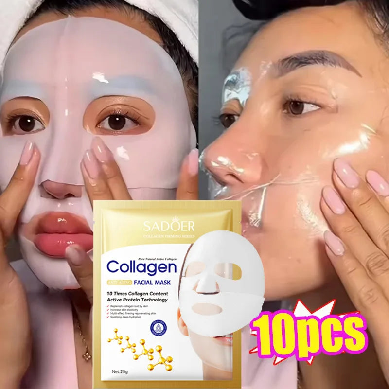 Masque Facial Anti-rides au collagène, 10 pièces, Anti-vieillissement