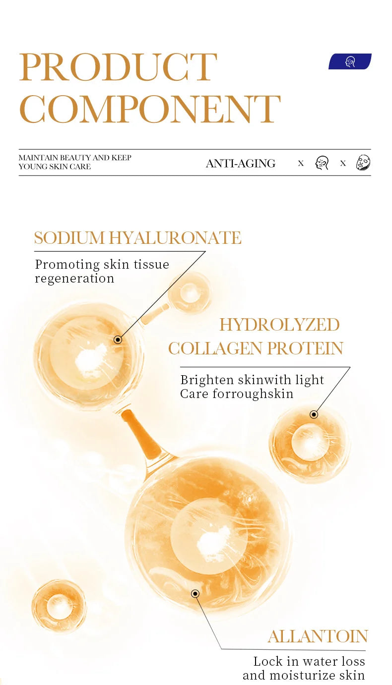 Masque Facial Anti-rides au collagène, 10 pièces, Anti-vieillissement