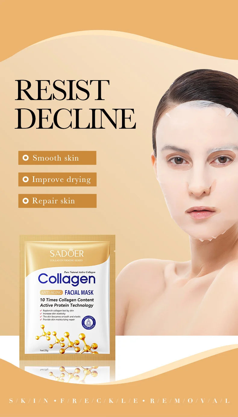 Masque Facial Anti-rides au collagène, 10 pièces, Anti-vieillissement