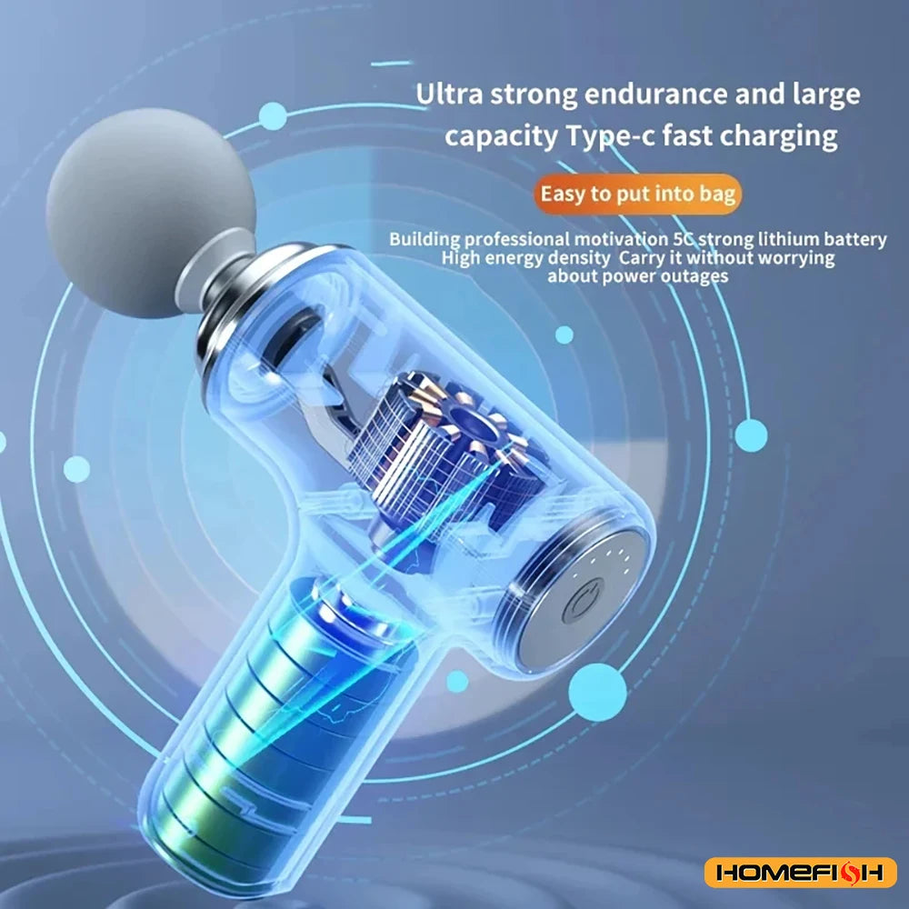 HOMEFISH Pistolet de massage électrique portable avec 4 têtes électrique de relaxation complète du corps