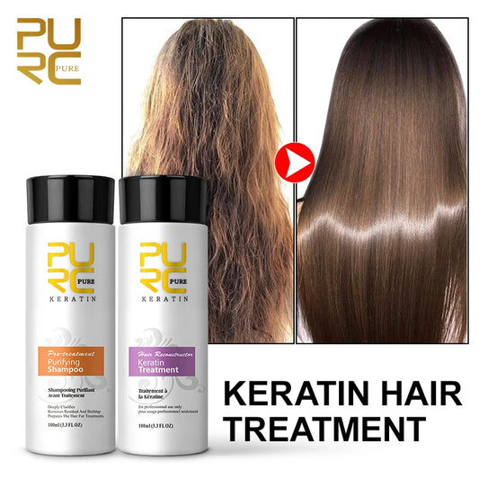 Shampoing PURC professionne kératine traitement des cheveux crème lissage cuir chevelu traitement