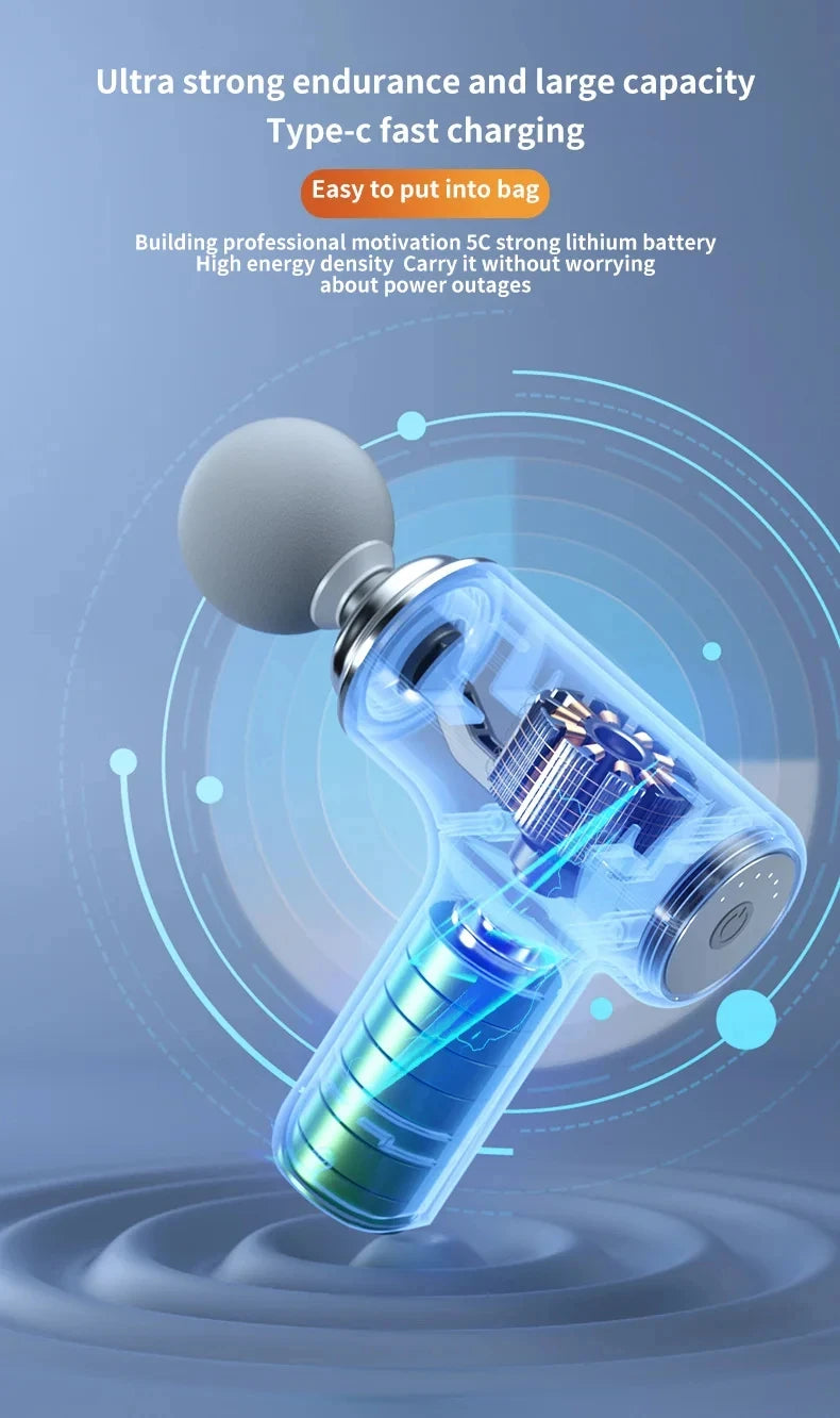 HOMEFISH Pistolet de massage électrique portable avec 4 têtes électrique de relaxation complète du corps