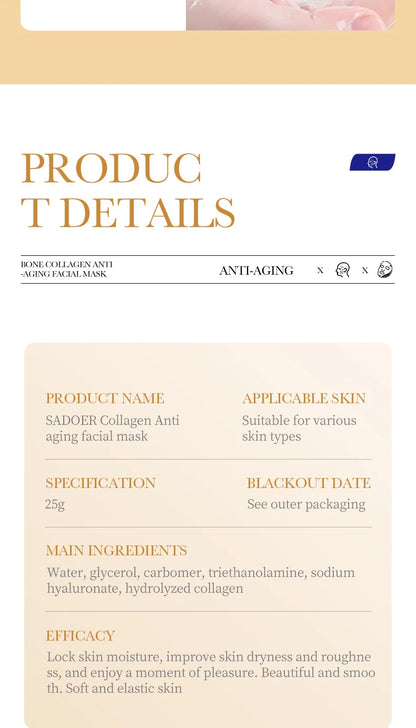 Masque Facial Anti-rides au collagène, 10 pièces, Anti-vieillissement