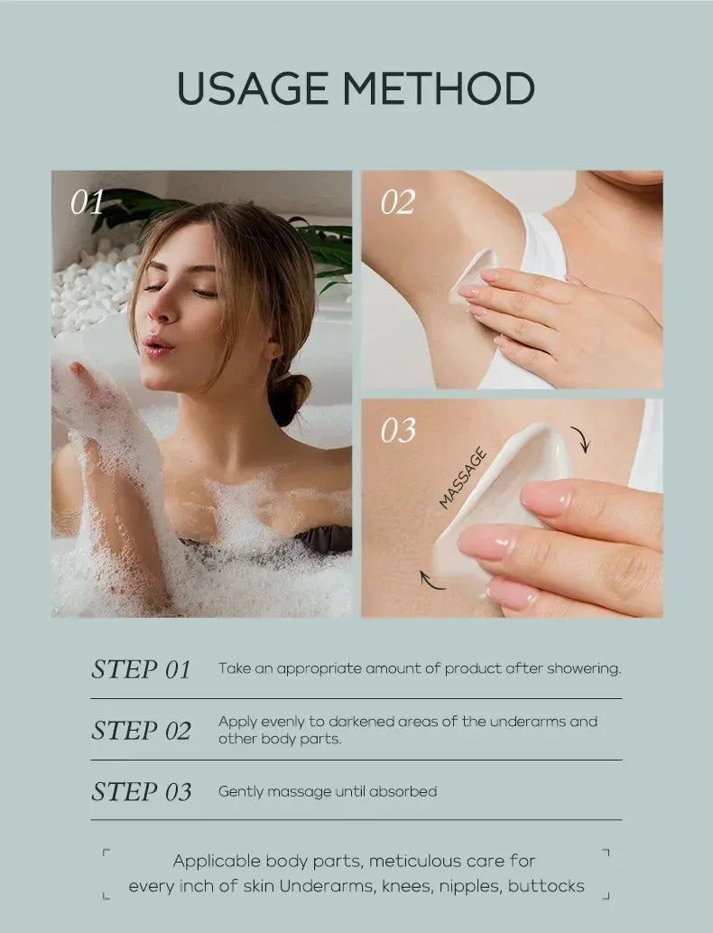 Quiyum aisselles crème pour le corps jambes genou coude crème terne enlever les taches foncées