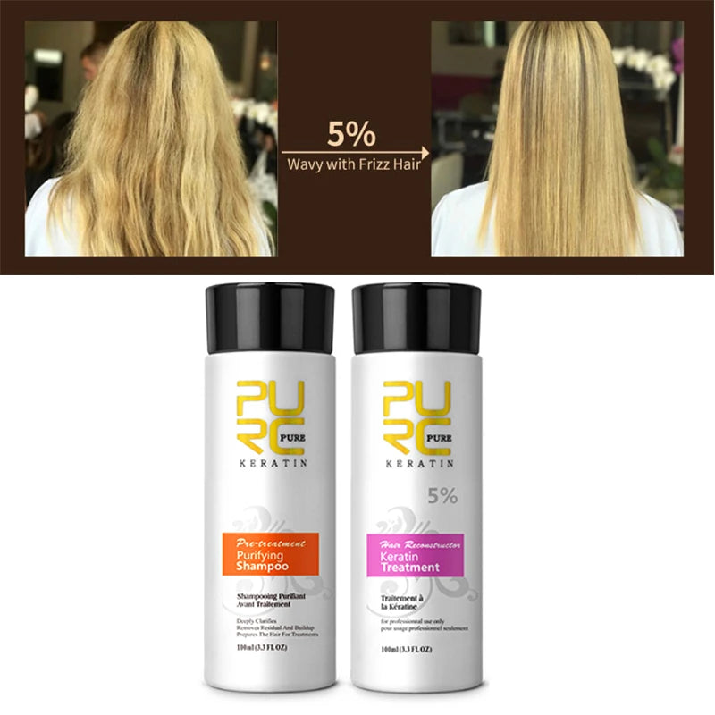 Shampoing PURC professionne kératine traitement des cheveux crème lissage cuir chevelu traitement