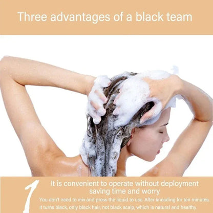 Meidu 3 en 1 shampooing colorant instantané  de couleur noir pour cheveux à base de plantes naturelle