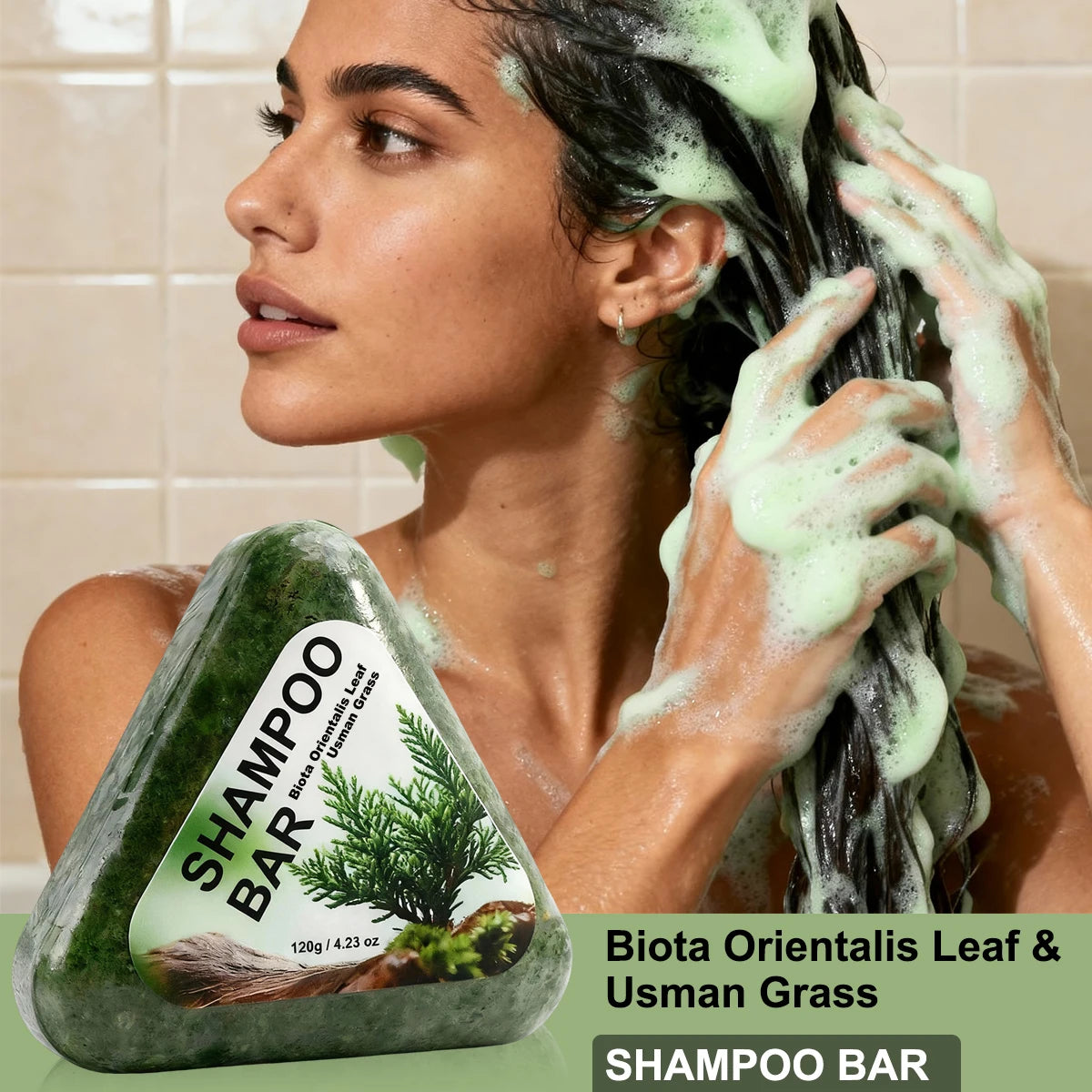 Usman Herbe Shampoing pour la croissance des cheveux de savon biologique naturel