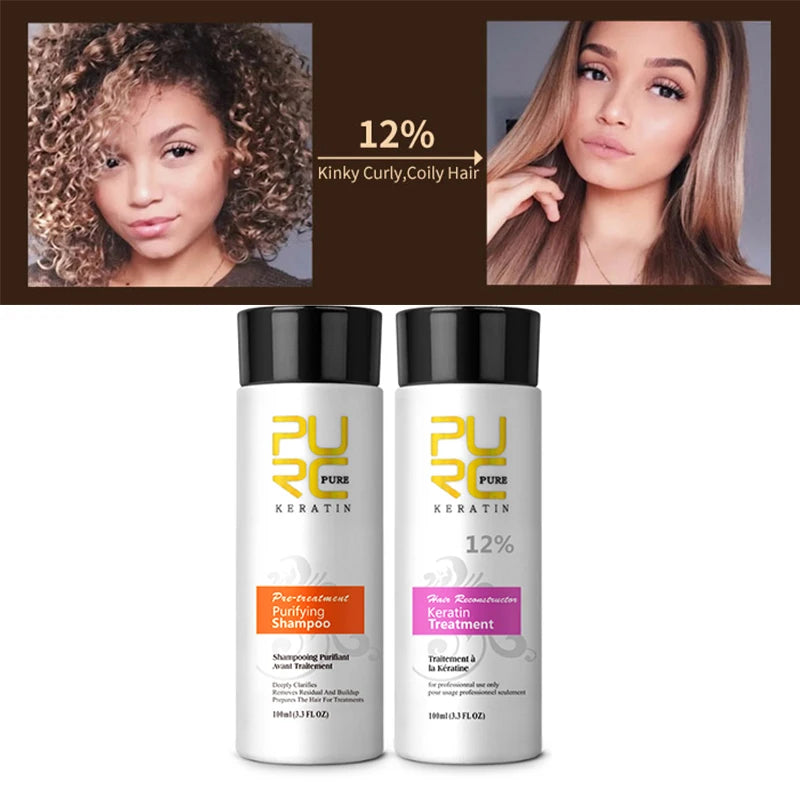 Shampoing PURC professionne kératine traitement des cheveux crème lissage cuir chevelu traitement