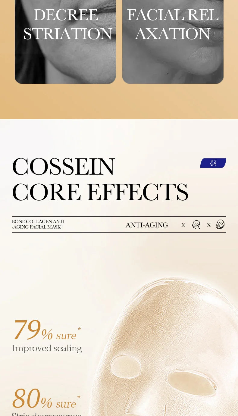 Masque Facial Anti-rides au collagène, 10 pièces, Anti-vieillissement