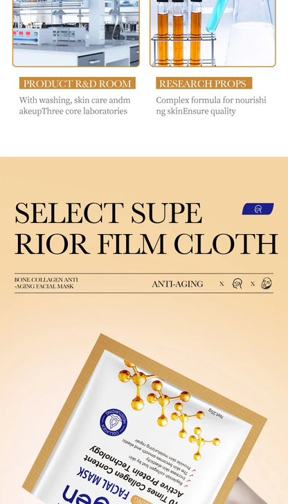 Masque Facial Anti-rides au collagène, 10 pièces, Anti-vieillissement